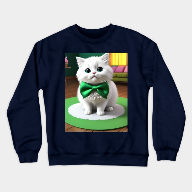 Cat with a Bow - Modern Digital Art Crewneck Sweatshirt by Ai-michiart